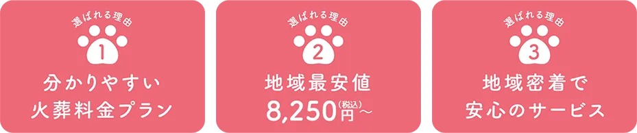 ペットメモリアル山形が選ばれる3つの理由：24時間対応・追加費用なし・地域密着